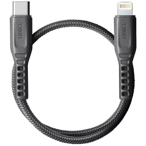 Uniq Flex USB-C / Lightning 18W nylon cable 30 cm - gray - Cell phone cables<<<HurtelXML
