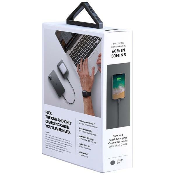 Uniq Flex USB-C / Lightning 18W nylon cable 30 cm - gray - Cell phone cables<<<HurtelXML