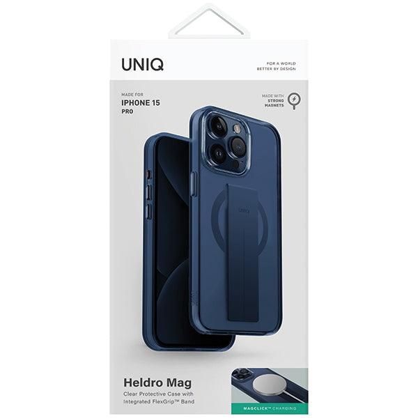 Uniq Heldro Mag Magclick Charging case for iPhone 15 Pro - blue - Cell phone cases and covers<<<HurtelXML