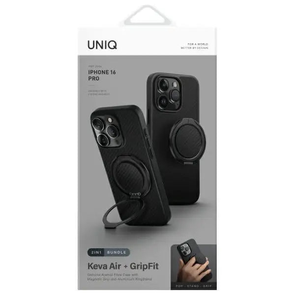 Uniq Keva Air iPhone 16 Pro 6.3’’ Magclick Charging Case Black/Carbon Black - Cell phone cases and covers<<<HurtelXML