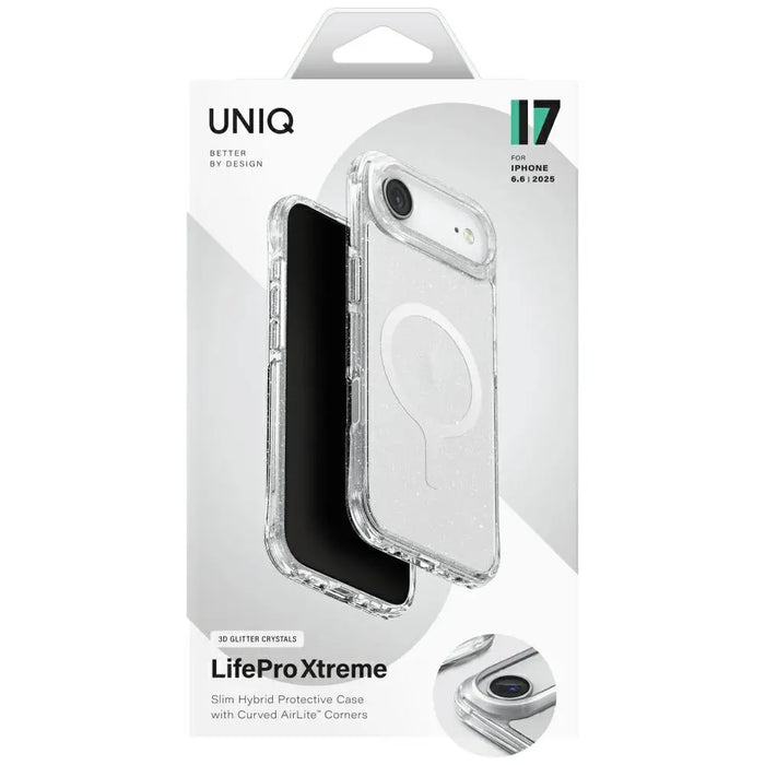 Uniq LifePro Xtreme Magclick Charging Case for iPhone 17 Air - Transparent-Glitter - Cell phone cases