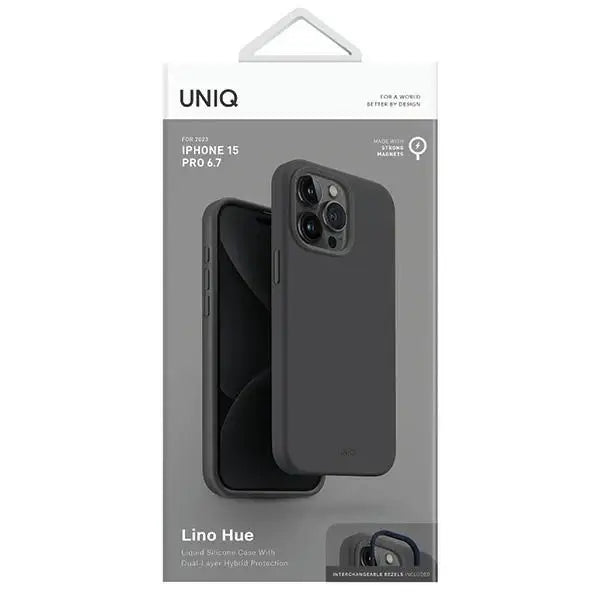 Uniq Lino Hue Magclick Charging case for iPhone 15 Pro Max - gray - Cell phone cases and covers<<<HurtelXML