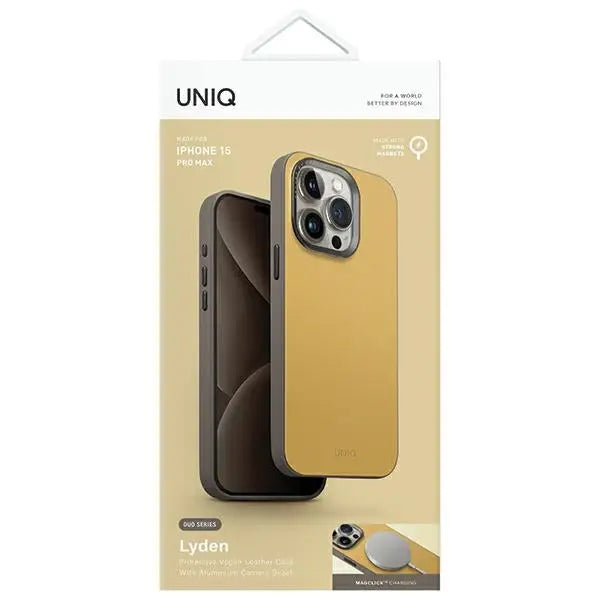 Uniq Lyden DS iPhone 15 Pro Max 6.7’’ Magclick Charging case yellow-gray/canary yellow-flint gray - Cell phone cases