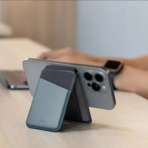 Uniq Lyden DS magnetic RFID wallet with phone stand - beige and green - Others<<<HurtelXML