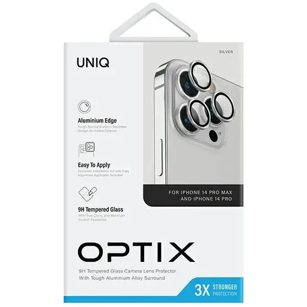 Uniq Optix Aluminum Camera Lens Protector for iPhone 14 Pro / 14 Pro Max camera lens with applicator - silver - Cell