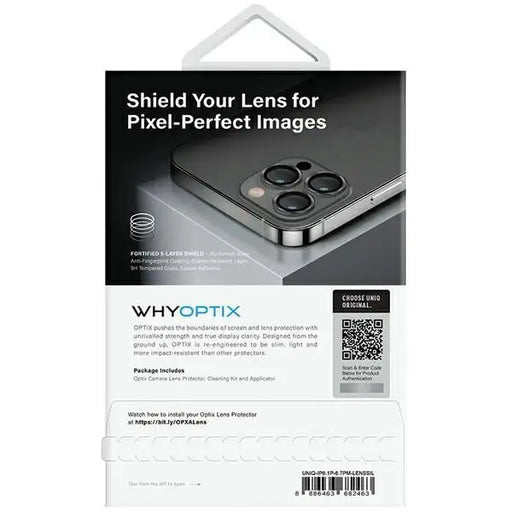 Uniq Optix Aluminum Camera Lens Protector for iPhone 14 Pro / 14 Pro Max camera lens with applicator - silver - Cell