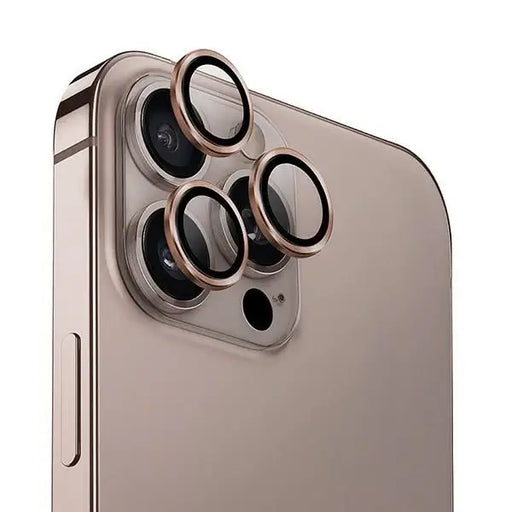 Uniq Optix Aluminum Camera Lens Protector iPhone 16 Pro 6.3’’ / 16 Pro Max 6.9’’ taupe gold camera lens glass