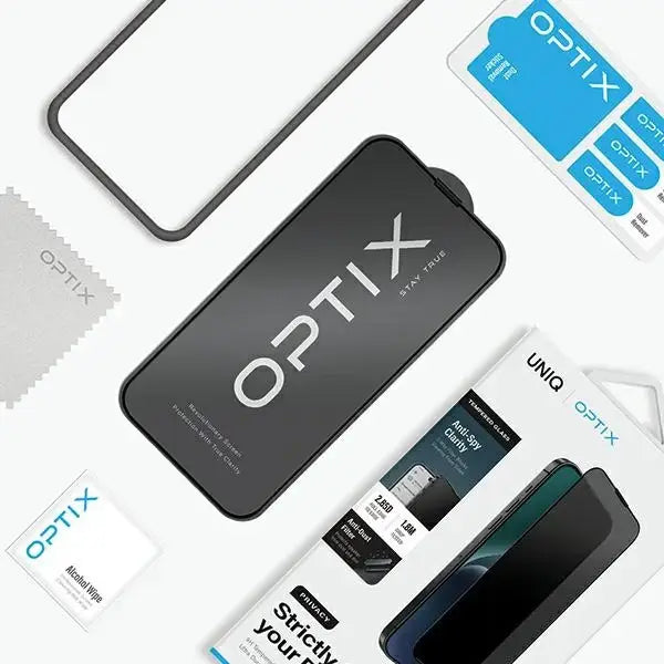 Uniq Optix Privacy Tempered Glass Privacy for iPhone 15 Plus / 14 Pro Max with Applicator - Cell phone tempered