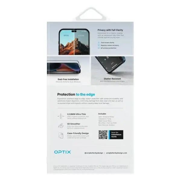 Uniq Optix Privacy tempered glass with privacy applicator for iPhone 16 Pro Max - Cell phone tempered glass<<<HurtelXML
