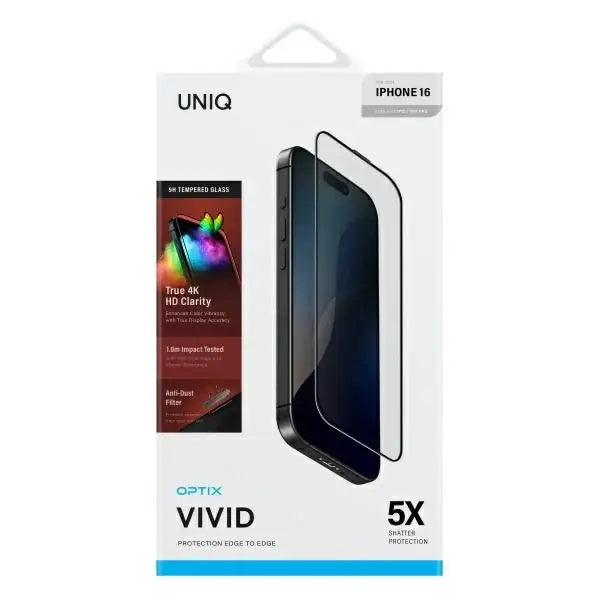 Uniq Optix Vivid tempered glass with applicator for iPhone 16 - Cell phone tempered glass<<<HurtelXML