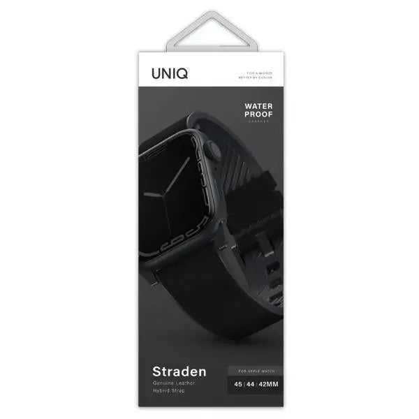 Uniq Straden Leather Hybrid Strap for Apple Watch 1/2/3/4/5/6/7/8/SE/SE2/Ultra 42/44/45/49mm - Black - Other cell phone