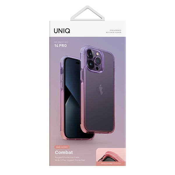 Uniq Combat Duo case for iPhone 14 Pro - lilac and pink