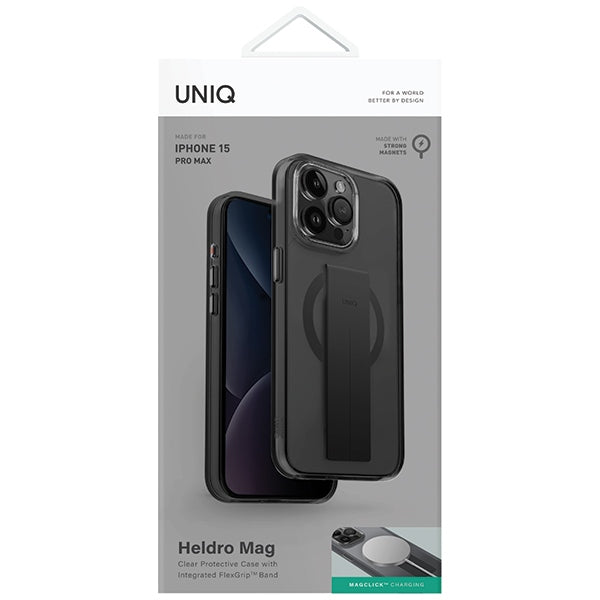 Uniq Heldro Mag Magclick Charging case for iPhone 15 Pro Max - black