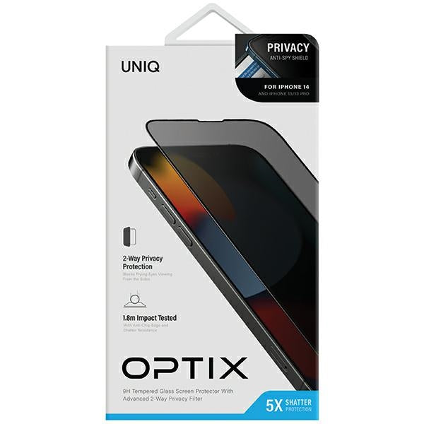 Uniq Optix Privacy Tempered Glass for iPhone 14/13/13 Pro with Applicator