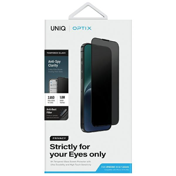 Uniq Optix Privacy Tempered Glass Privacy for iPhone 15 Plus / 14 Pro Max with Applicator