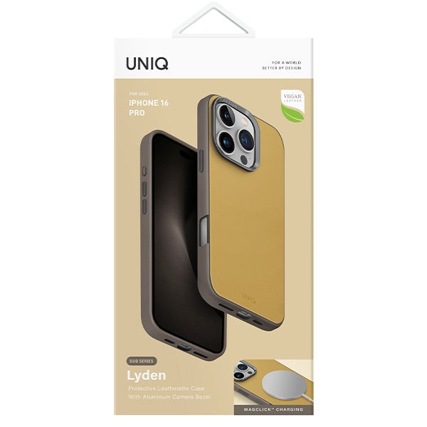 Uniq Lyden DS iPhone 16 Pro 6.3" Magclick Charging case yellow-gray/yellow-gray