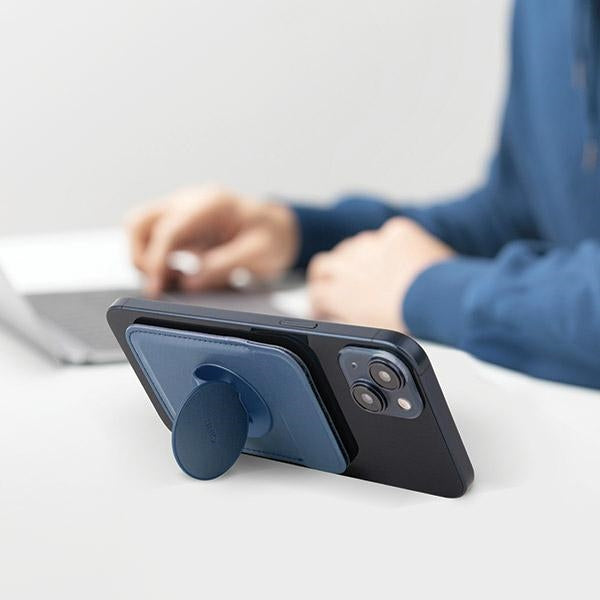 Uniq Flixa magnetic card wallet with stand navy blue