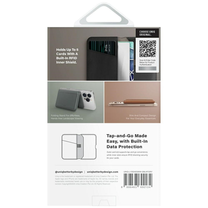 Uniq Lyden DS RFID Magnetic Wallet with Phone Stand - Black