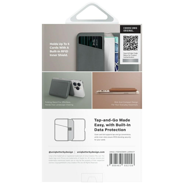 Uniq Lyden DS RFID Magnetic Wallet with Phone Stand - Green