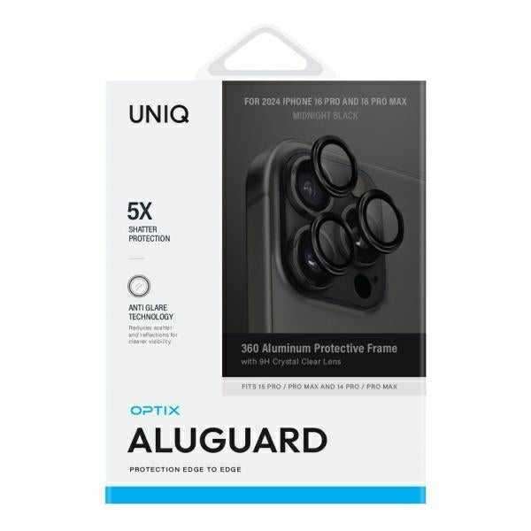 Uniq Optix Aluminum Camera Lens Protector iPhone 16 Pro / 16 Pro Max with Applicator - Black