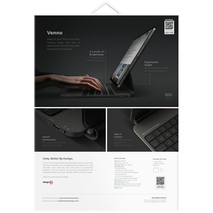 Uniq Venno Pro Magnetic Smart Case with Keyboard for iPad Air 13" 2024 / 2025 / iPad Pro 13" 2024 - Black