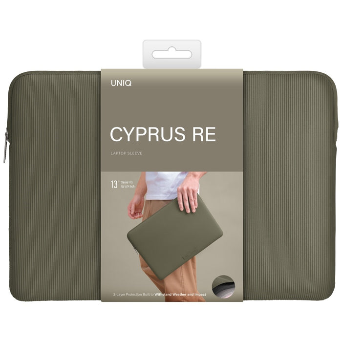 Uniq Cyprus Ridge Edition Laptop Sleeve bag for a 14&quot; water-resistant neoprene laptop - green