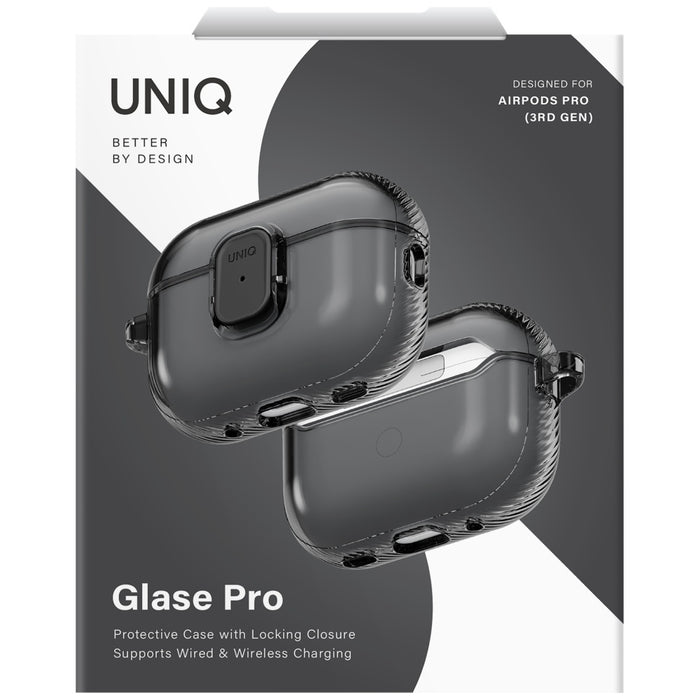 Uniq Glase Pro Case for AirPods Pro 3 Lock Case - Transparent Black