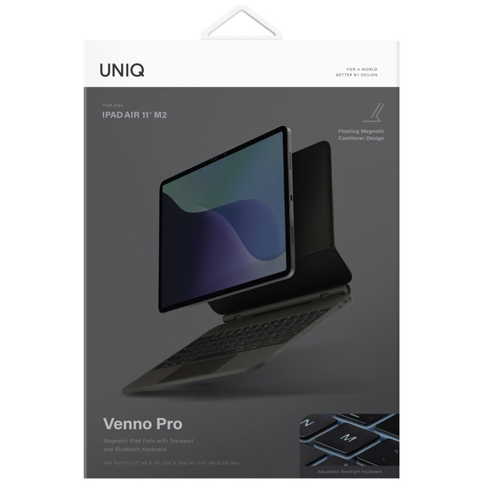Uniq Venno Pro Magnetic Smart Case with Keyboard for iPad Air 10.9" (2020/2022) / Pro 11" (2021/2022) / Air 11" (2024/2025/2026) - Black