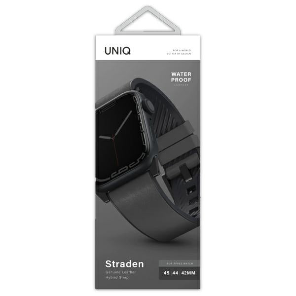 Uniq Straden Leather Hybrid Strap for Apple Watch 1/2/3/4/5/6/7/8/SE/SE2/Ultra 42/44/45/49mm - Gray