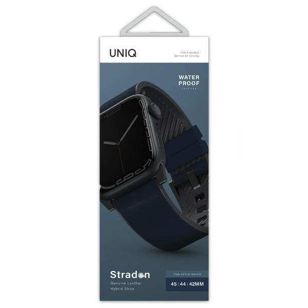 Uniq Straden Leather Hybrid Strap for Apple Watch 1/2/3/4/5/6/7/8/SE/SE2/Ultra 42/44/45/49mm - blue