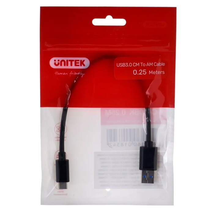 UNITEK CABLE USB-C - USB-A 3.1,M/M,0.25M Y-C490BK - USB cablesAKG-KAB<<<GSM accessoriesAKG<<<ActionPL