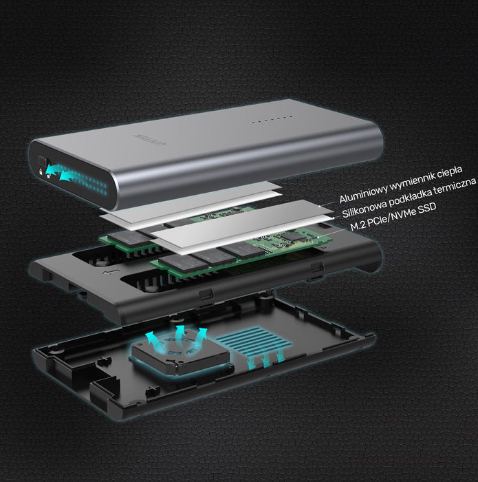 UNITEK S1206A SolidForce USB-C to PCIe/NVMe M.2 SSD 10Gbps Dual Bay Enclosure with Offline Clone