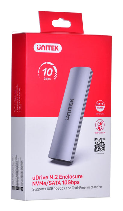 UNITEK M.2 ENCLOSURE, USB 3.2 Gen2 Type-C M.2 NVME/SATA SSD