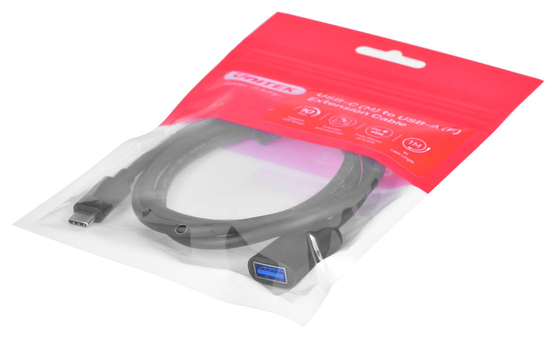 Cable adapter Unitek (C476BK-1M) USB-C (M) - USB-A (F) 10Gbps 60 W