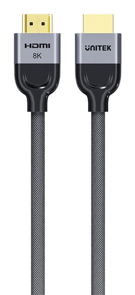 UNITEK 8K Braided Nylon 1M HDMI cable HDMI Type A (Standard) Grey