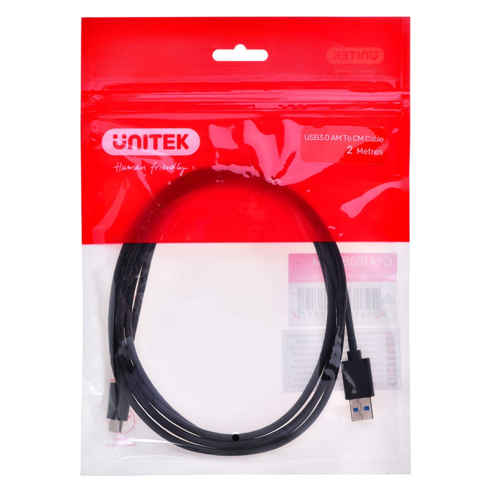 UNITEK CABLE USB-C, USB-A, 5 GBPS, 2M