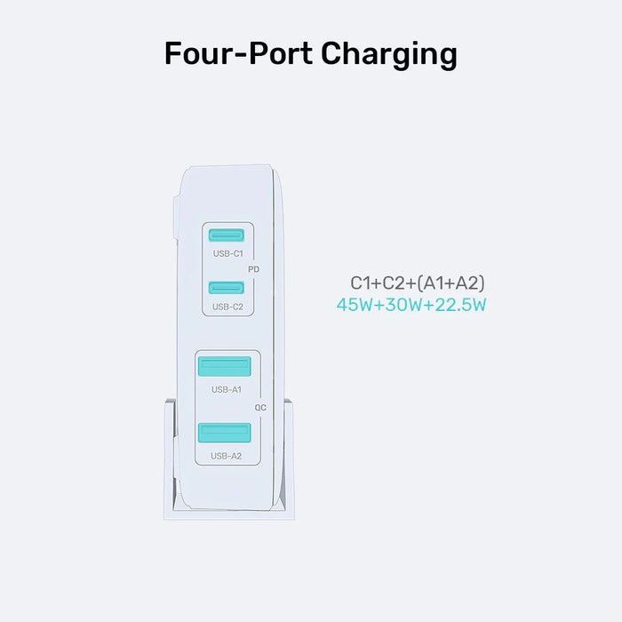 GaN network charger - Unitek P1229ABK01-EU | 100W 2x USB-C 2x USB-A