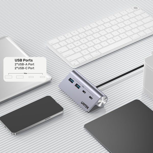UNITEK ALUMINIUM USB-C HUB 2X USB-A 2X USB-C 5GBPS
