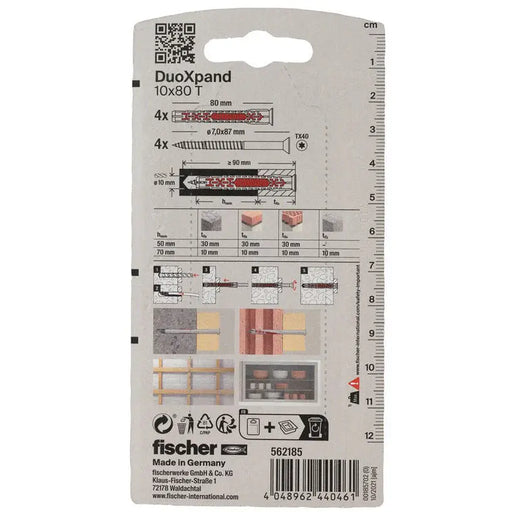 UNIVERSAL DOWEL 10X80 TK 4 PCS. FISCHER DUOXPAND - Комплекти дюбели<<<Дюбели<<<Инструменти и железария<<<Praktiker