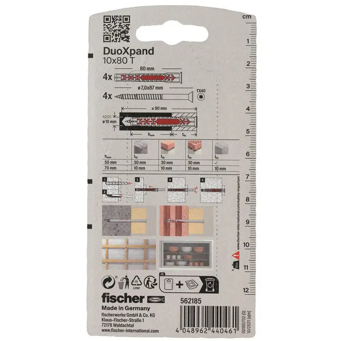UNIVERSAL DOWEL 10X80 TK 4 PCS. FISCHER DUOXPAND - Комплекти дюбели<<<Дюбели<<<Инструменти и железария<<<Praktiker