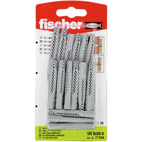 UNIVERSAL DOWEL F6X50MM 20 PIECES FISCHER UX K - Комплекти дюбели<<<Дюбели<<<Инструменти и железария<<<Praktiker