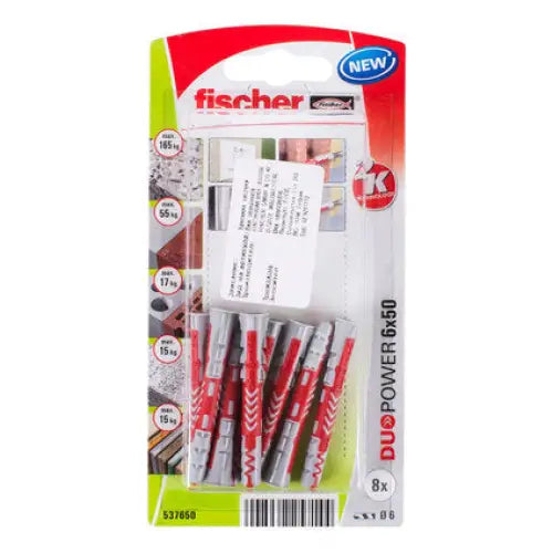 UNIVERSAL DOWEL F6X50MM 8 PIECES FISCHER DUOPOWER K NV - Комплекти дюбели<<<Дюбели<<<Инструменти и