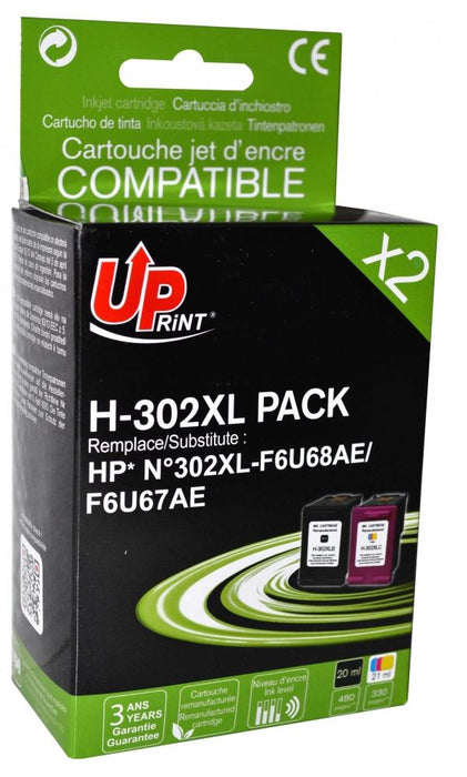 Ink cartridge UPRINT set HP 302XL BK+CL,F6U68AE+F6U67AE, DJ 1110 AiO/2130 AiO/3630 AiO/4650 AiO