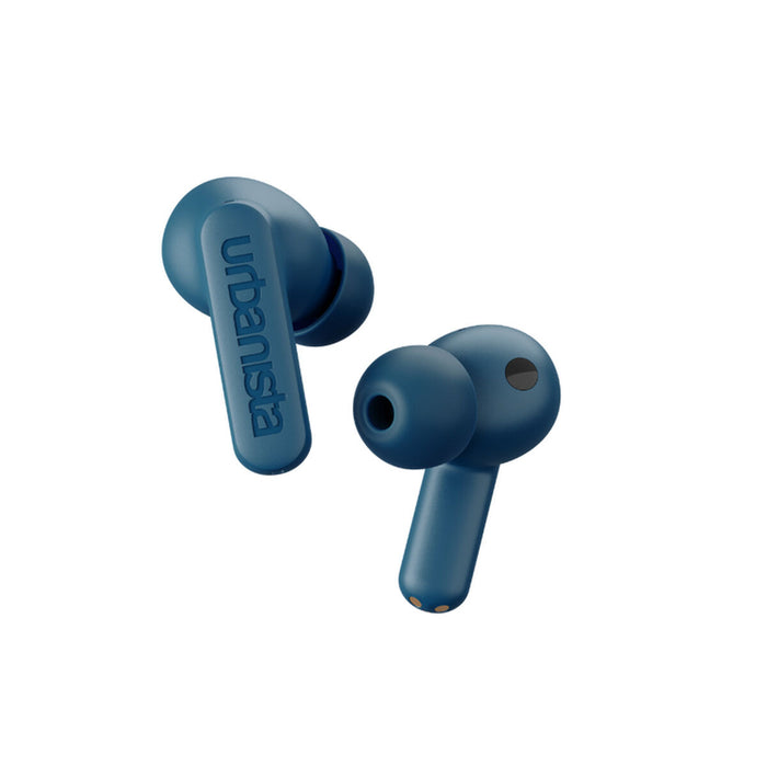URBANISTA ATLANTA Bluetooth earphones black 34 hours total playtime Hybrid active noise cancelling Touch controls IPX4 blue