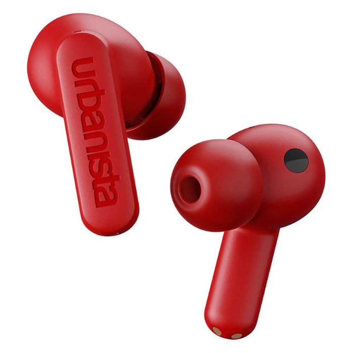 URBANISTA ATLANTA Bluetooth earphones black 34 hours total playtime Hybrid active noise cancelling Touch controls IPX4 red