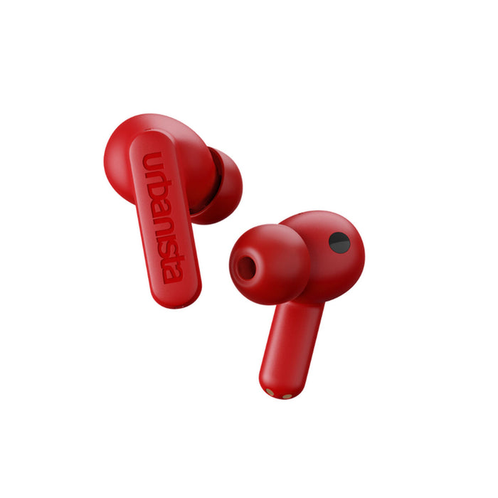 URBANISTA ATLANTA Bluetooth earphones black 34 hours total playtime Hybrid active noise cancelling Touch controls IPX4 red