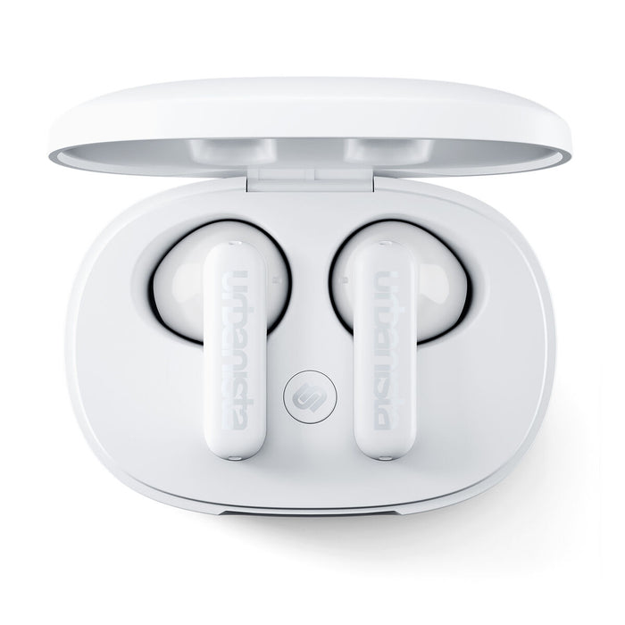 URBANISTA COPENHAGEN Bluetooth earphones black 32 hours total playtime Noise-reducing microphone Touch controls IPX4 dusty white