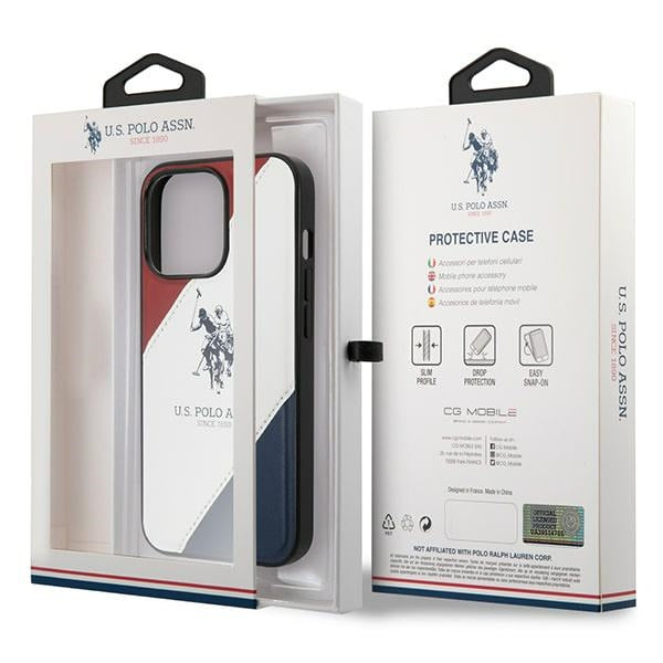 US Polo USHCP14LPSO3 iPhone 14 Pro 6.1" white/white Tricolor Embossed