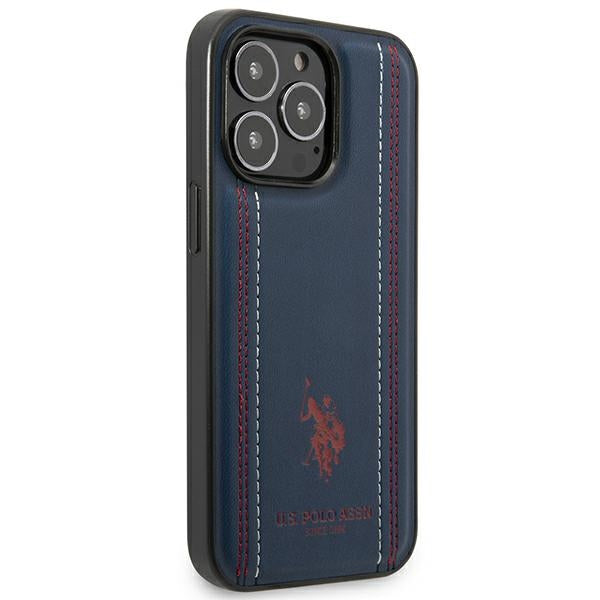 US Polo USHCP14XPFAV iPhone 14 Pro Max 6.7" navy/navy blue Leather Stitch