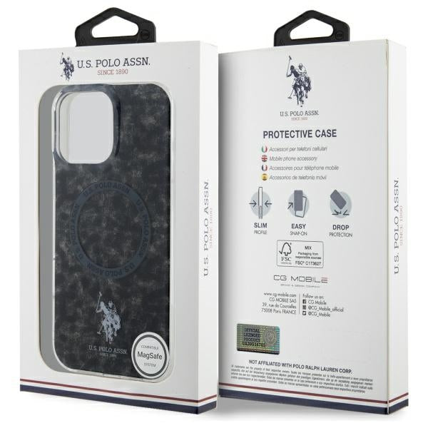 US Polo IML Ring MagSafe Case for iPhone 16 Pro Max - Black